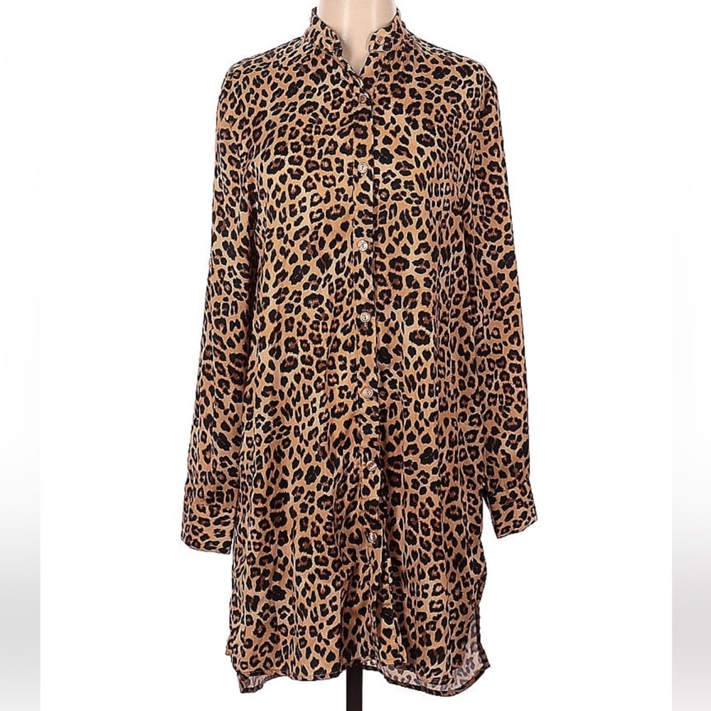 Summersalt button up effortless leopard print cover up XS